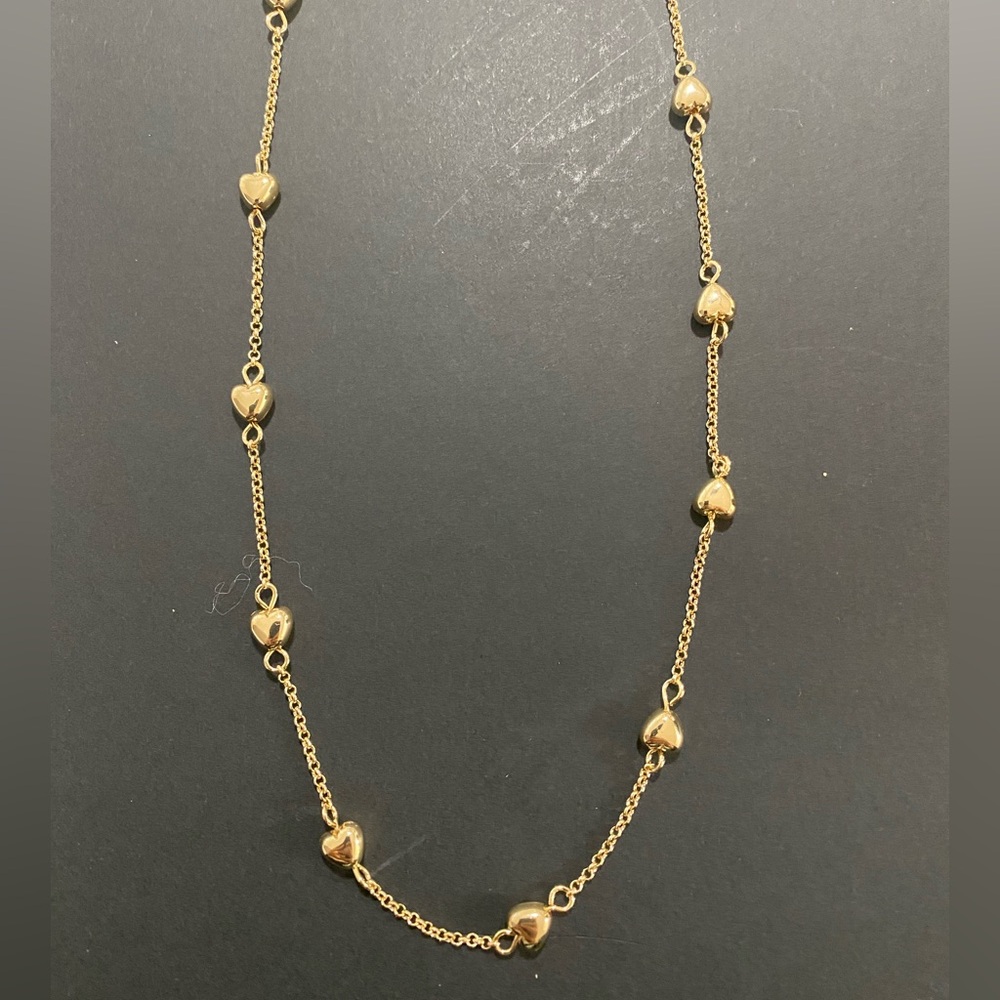 Nordstrom Gold Heart Station Necklace Women's Gold Tone NWT